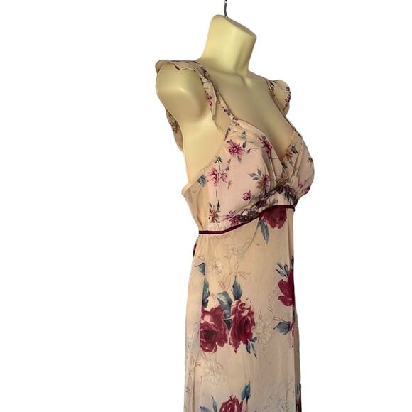 Flora by Flora Nikrooz Size M Floral Print Crinkle Chiffon Long Nightgown - Picture 2 of 10